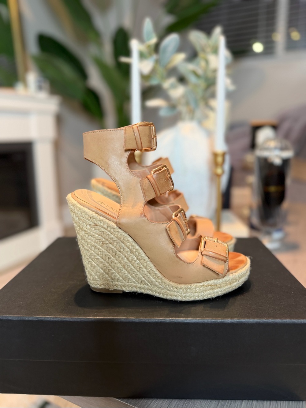 Espadrille Wedge Sandals - Tan
